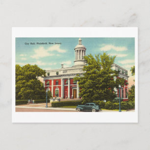 Stadhuis in Plainfield, New Jersey, Vintage Briefkaart