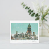 Stadhuis in ruïnes na brand in 1906 briefkaart (Staand voorkant)