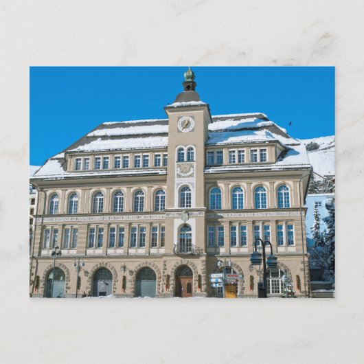 Stadhuis in St Moritz, Zwitserland Briefkaart (Voorkant)