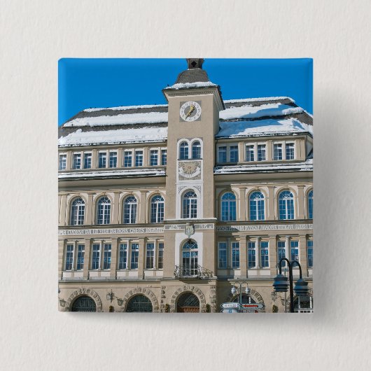 Stadhuis in St Moritz, Zwitserland Vierkante Button 5,1 Cm (Voorkant)