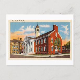 Stadhuis in York, Pennsylvania, Vintage Travel Briefkaart