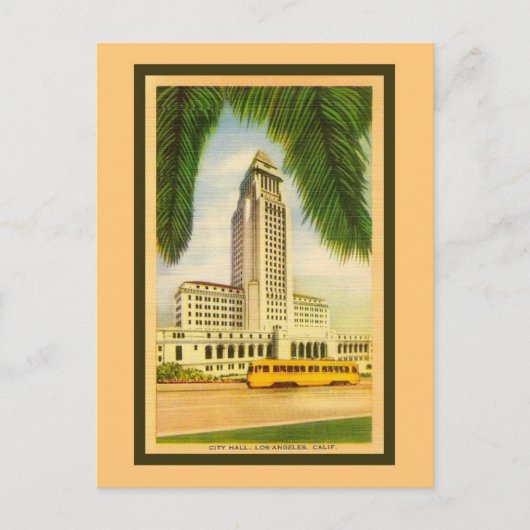  stadhuis Los Angeles, streetcar Briefkaart (Voorkant)