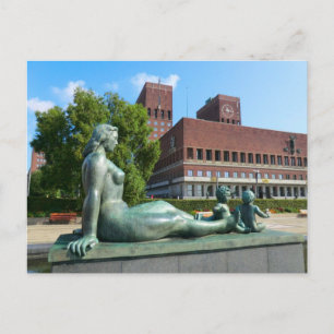 Stadhuis Oslo, standbeeld Briefkaart