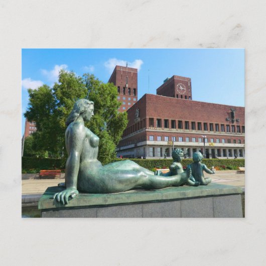 Stadhuis Oslo, standbeeld Briefkaart (Voorkant)