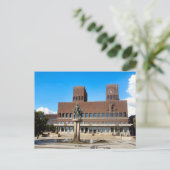 Stadhuis Oslo, standbeeld, fontein Briefkaart (Staand voorkant)