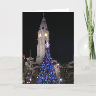 Stadhuis van Philadelphia met kerst Feestdagen Kaart