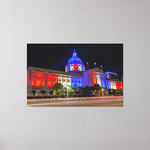 Stadhuis van San Francisco op de Dag van de Vlag Canvas Afdruk