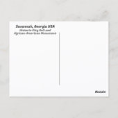 Stadhuis van Savannah en Afro-Amerikaans Monument Briefkaart (Achterkant)