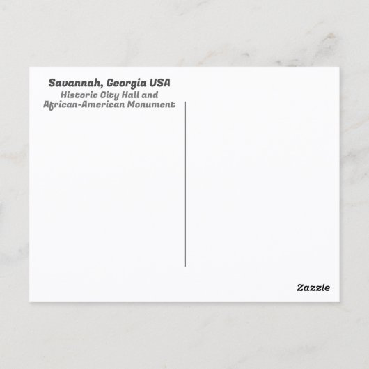 Stadhuis van Savannah en Afro-Amerikaans Monument Briefkaart (Achterkant)