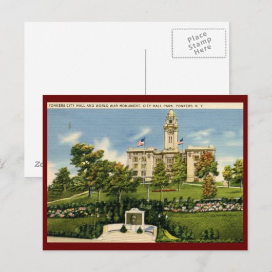 Stadhuis, Yonkers, NY Vintage Briefkaart (Voorkant / Achterkant)