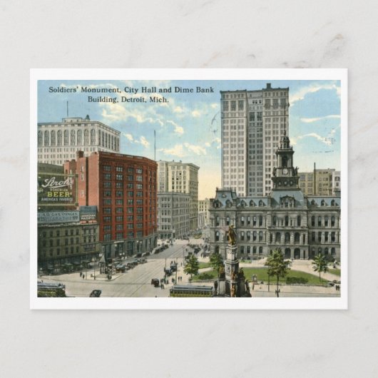 Stadhuisplein, Detroit MI 1915  Briefkaart (Voorkant)