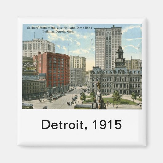 Stadhuisplein, Detroit MI 1915  Magneet (Voorkant)