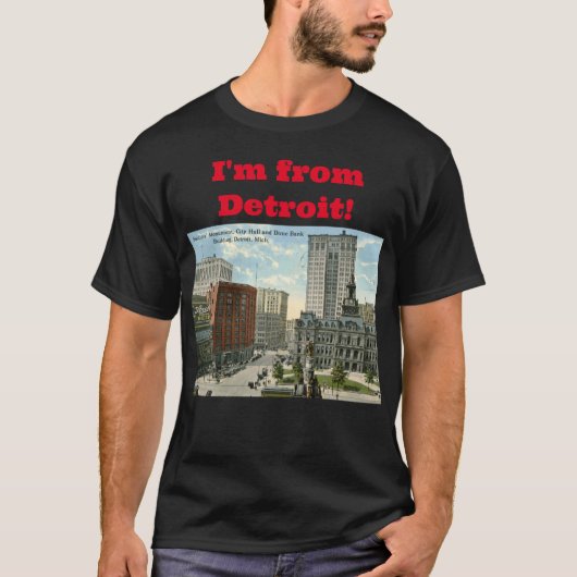 Stadhuisplein, Detroit MI 1915  T-shirt (Voorkant)