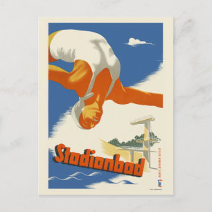 Stadionbad Austria Vintage Poster 1935 Briefkaart