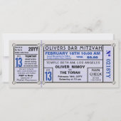 Stadium Ticket Baseball Bar Mitzvah Blue Kaart (Voorkant)