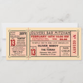 Stadium Ticket Baseball Bar Mitzvah Red Kaart (Voorkant)