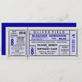 Stadium Ticket Baseball Blue Birthday Save The Date (Voorkant / Achterkant)