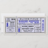 Stadium Ticket Baseball Blue Birthday Save The Date (Voorkant)