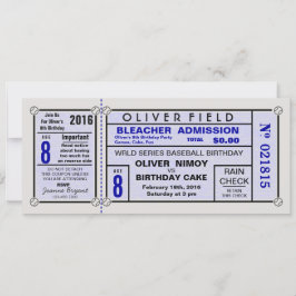 Stadium Ticket Baseball Blue Birthday Save The Date