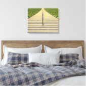 Stadiumtrap tussen rijen groene stoelen canvas afdruk (Insitu (Slaapkamer))