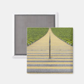 Stadiumtrap tussen rijen groene stoelen magneet (Voorkant / Achterkant)