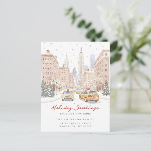 Stads Kerst Nieuw Adres Aankondiging (Staand voorkant)