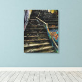 Stads Kunst op Trap Verlaten Gebouw Canvas Afdruk (Insitu (Houten vloer))