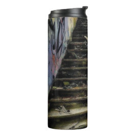 Stads Kunst op Trap Verlaten Gebouw Thermosbeker