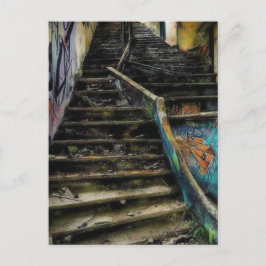 Stads Kunst op Trap Verwaarloosd Gebouw Briefkaart