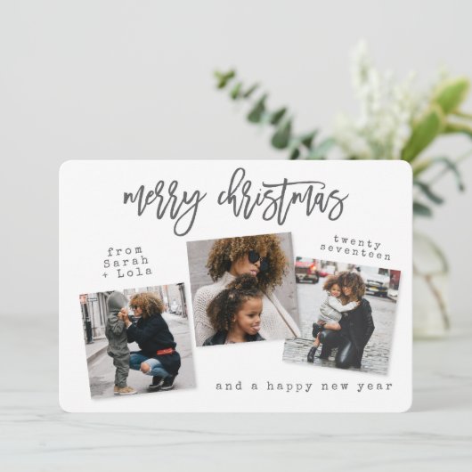 STADS- MODERNE ZEMERIGE KERST(roze goud) Feestdagenkaart (Staand voorkant)