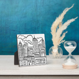 Stads Silhouet Modern Kunst Schets Tekening Fotoplaat