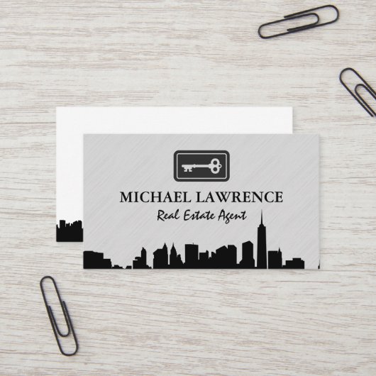 Stads Silhouet | Sleutel Visitekaartje (Voorkant / Achterkant in situ)