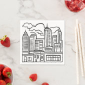 Stads Silhouet Zwart & Wit Tekening Servet (Insitu)