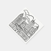 Stads Silhouet Zwart & Wit Tekening Servet (Hoek)