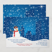 Stads Sneeuwman Kerst Mis Bewegende Aankondiging (Voorkant / Achterkant)