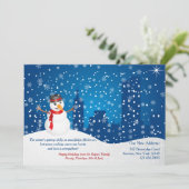 Stads Sneeuwman Kerst Mis Bewegende Aankondiging (Staand voorkant)