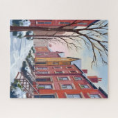 Stads Sneeuwval | Winter Watercolor Schilderij Legpuzzel (Horizontaal)