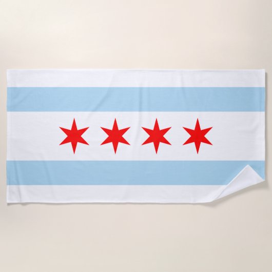 Stads vlag van Chicago (Illinois) Strandlaken (Voorkant)