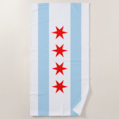 Stads vlag van Chicago (Illinois) Strandlaken (Voorkant)