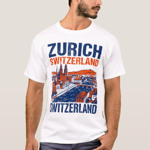 Stadsaanzicht van Zürich Zwitserland Illustratie T-shirt