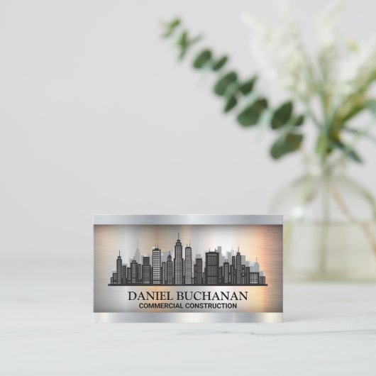 Stadsachtergrond | Metaal Visitekaartje (Staand voorkant)