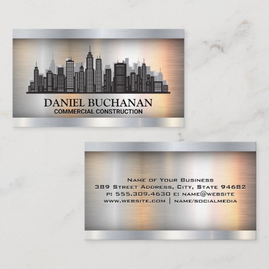 Stadsachtergrond | Metaal Visitekaartje (Voorkant / Achterkant)