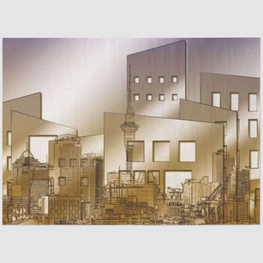 Stadsarchitectuur 2 Stappapier voor loskoppeling Tissuepapier (Voorkant)