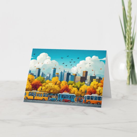 Stadsarchitectuur illustratie Aquarel tekening Bedankkaart (Voorkant)