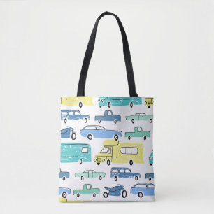 Stadsauto's en cartoon naadloos.  tote bag