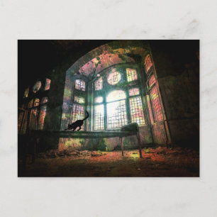 Stadsbederf Oud Glas in lood Zwarte Kat Briefkaart