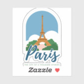 stadsbeeld van Parijs, Retro Parijs Frankrijk Rei Sticker (Vel)