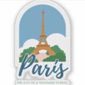 stadsbeeld van Parijs, Retro Parijs Frankrijk Rei Sticker (Voorkant)