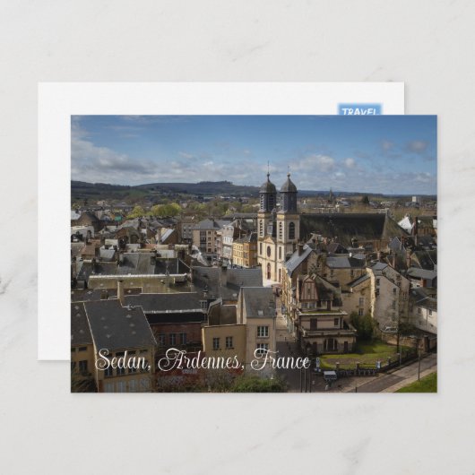 Stadsbeeld van Sedan, Ardennen, Frankrijk Briefkaart (Voorkant / Achterkant)