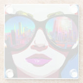 Stadsbezinning in Zonnebril Vrouw Glazen Onderzetter (Achterkant)